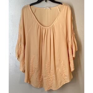 Perch By Blu Pepper 1X 3/4 Sleeve Tunic Top‎ Embroidered
